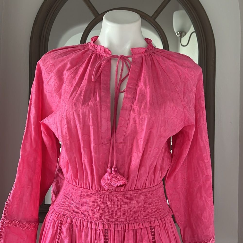 Hemant and Nandita Cotton Ruffled Eyelet Dress, Pink, New, Size XS - Picture 7 of 8